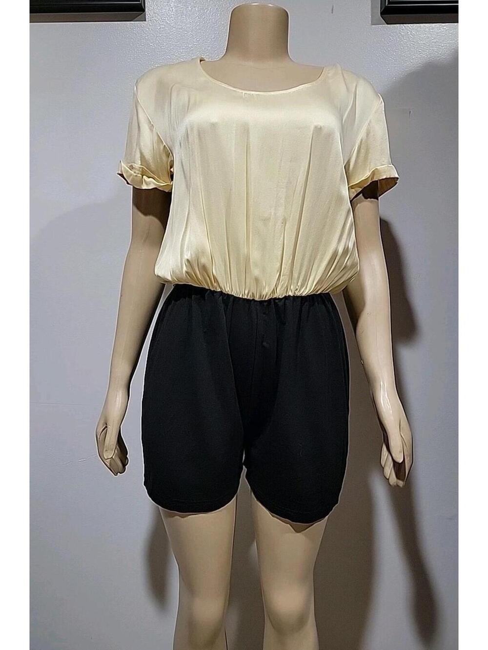 Line & Dot two-tone women's romper Size M Yellow Black NWT #H
